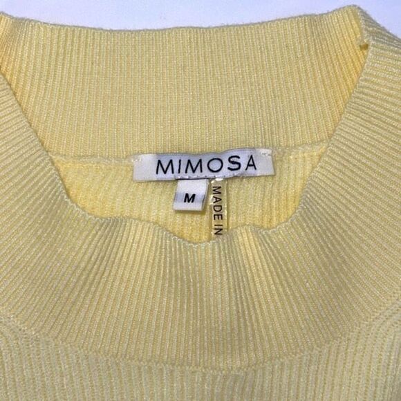 Mimosa Women's‎ Ribbed Knit Cropped Pullover Sweater Yellow Size Medium - Picture 2 of 6